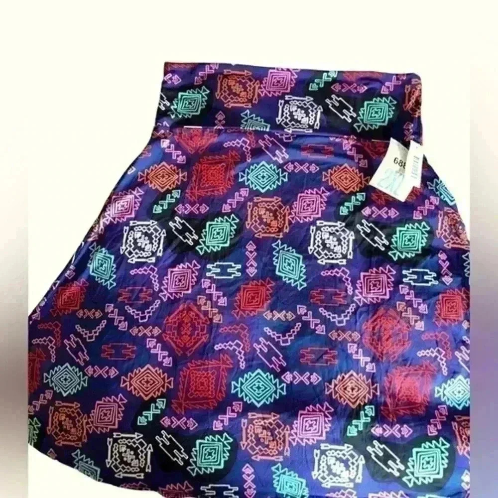 Lularoe Blue 2xl Aztec A-line Azure skirt .NWT.
